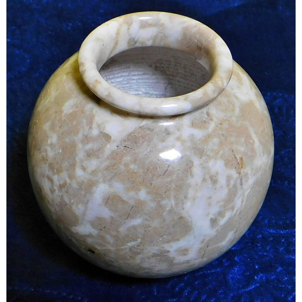 Hand Carved Onyx Marble Vase Earth Tones